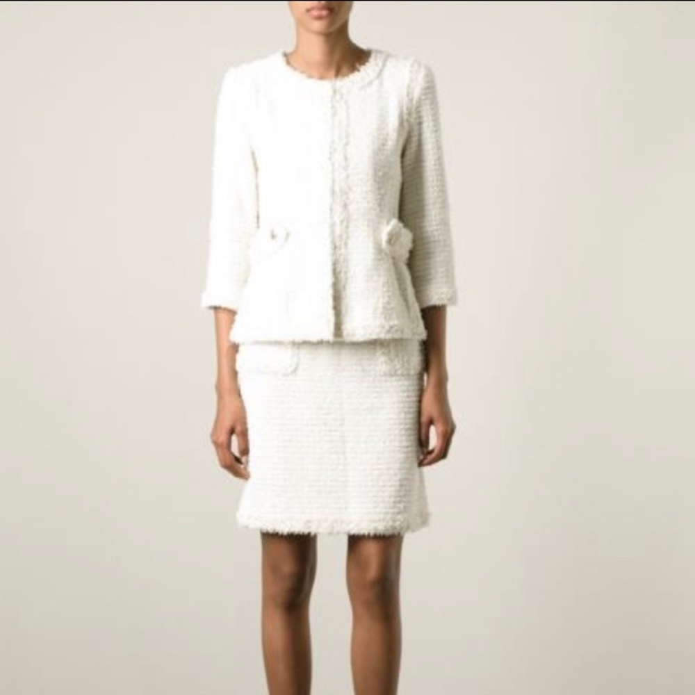 Talbots Vintage Ivory Lace Jacket & Skirt Suit 6 P